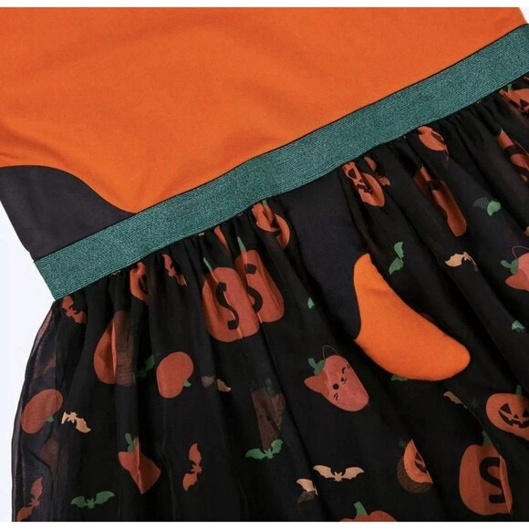 Squishmallows Orange & Black Pumpkin Cat Hooded Cosplay Halloween Dress S(6-7) - Picture 5 of 7